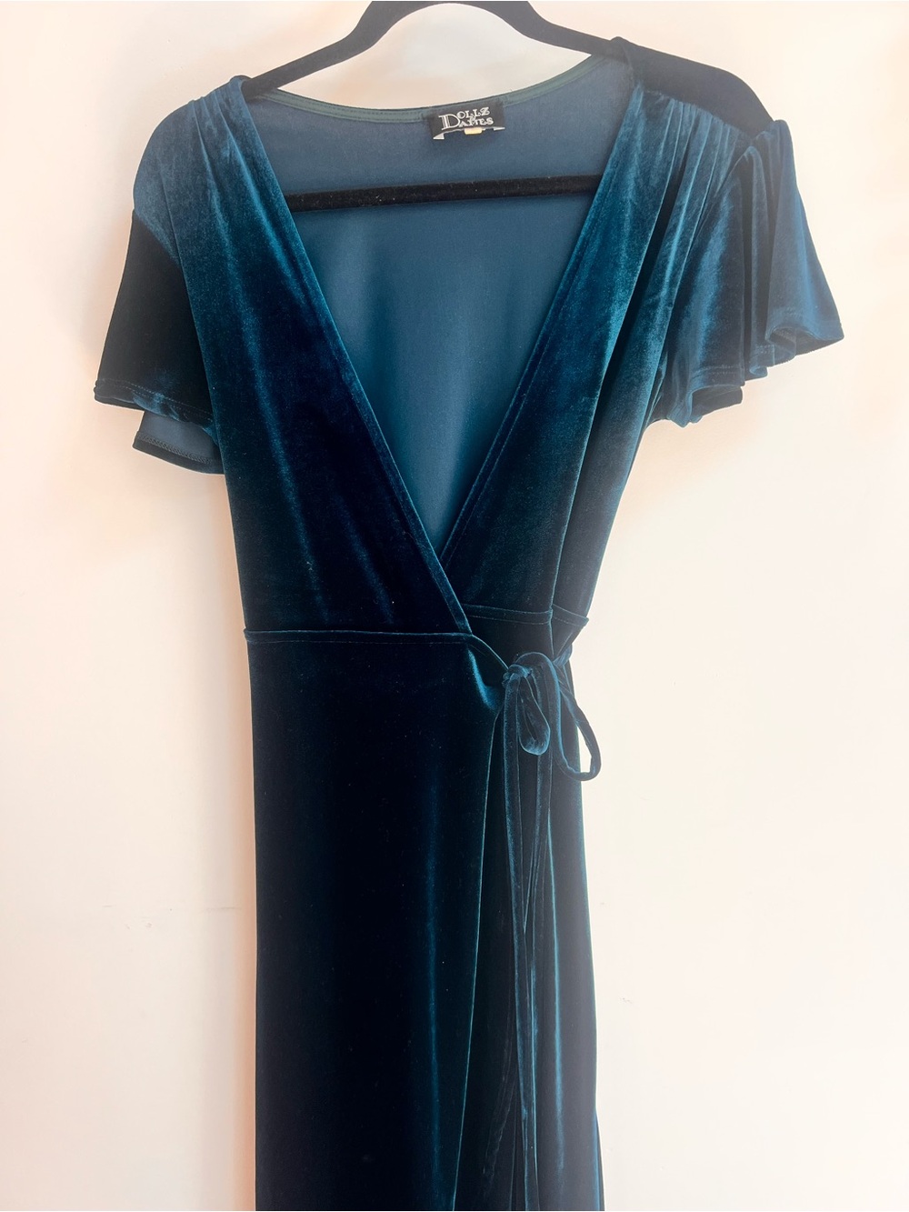 Velvet Wrap Maxi Dress in Teal